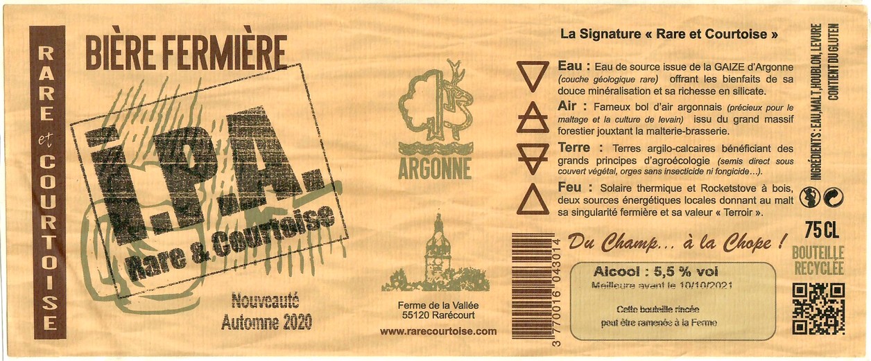 Etiquette BRASSERIE DE RARECOURT 36