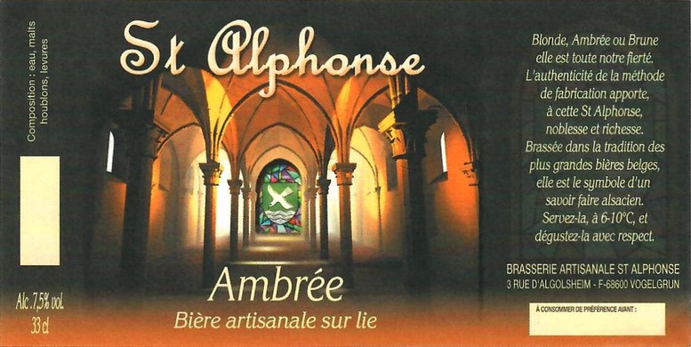 etiquette BRASSERIE SAINT ALPHONSE 16