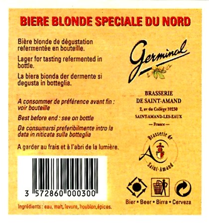 etiquette BRASSERIE DE SAINT AMAND 10 BIS