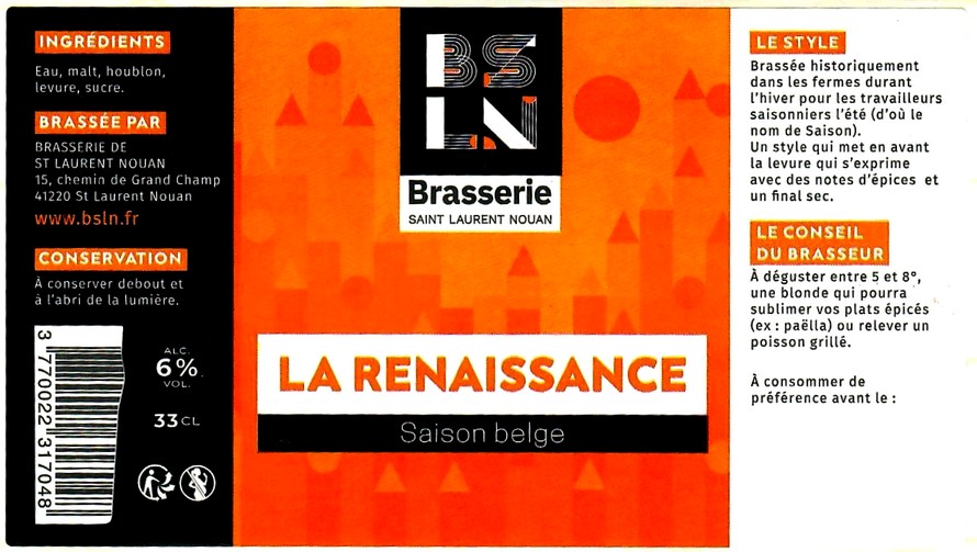 etiquette BRASSERIE DE SAINT LAURENT NOUAN 01