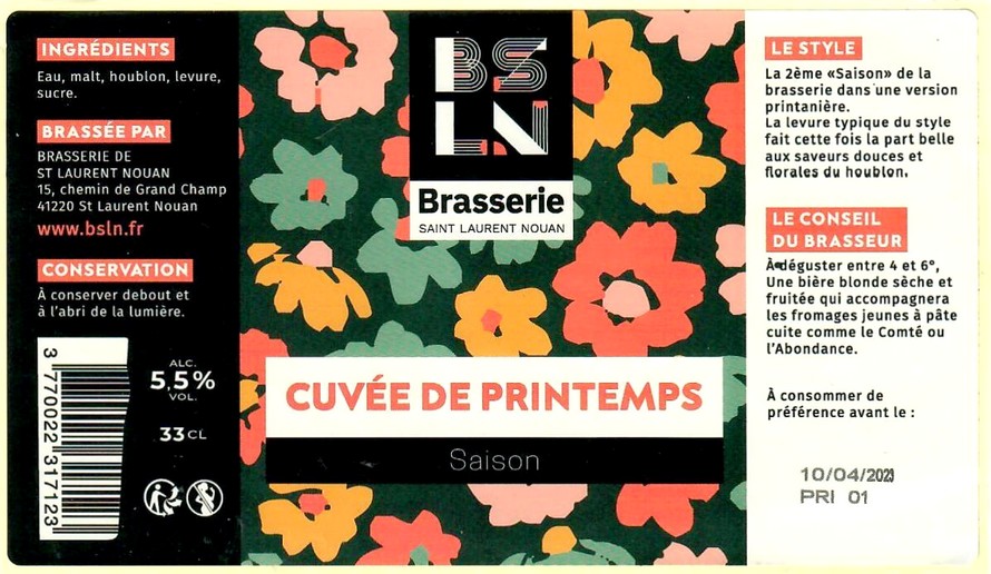 Etiquette BRASSERIE DE SAINT LAURENT NOUAN 07