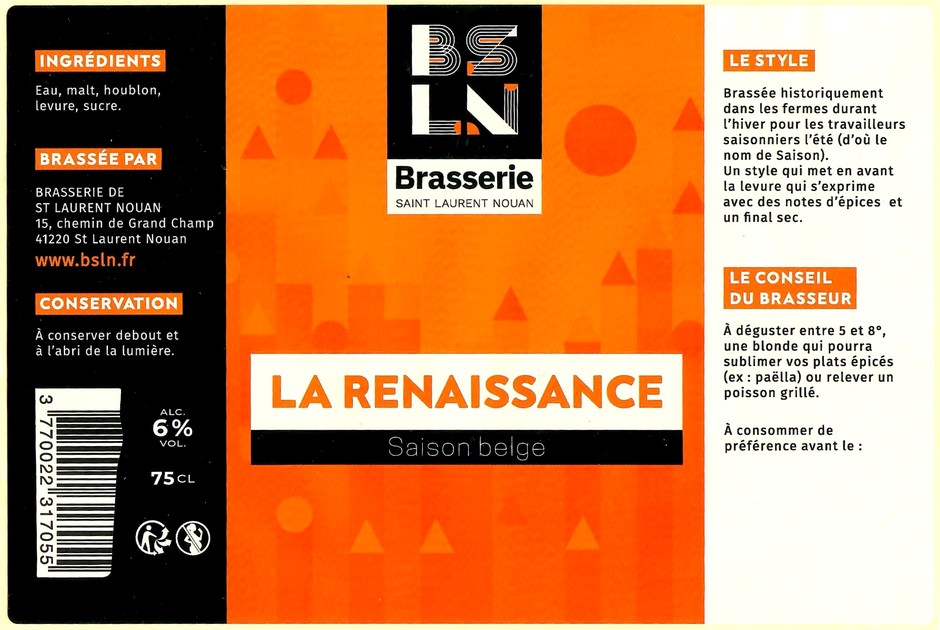 Etiquette BRASSERIE DE SAINT LAURENT NOUAN 12