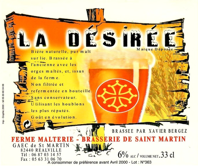 Etiquette BRASSERIE DE SAINT MARTIN 08