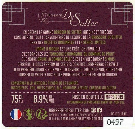 etiquette BRASSERIE DE SUTTER 57B