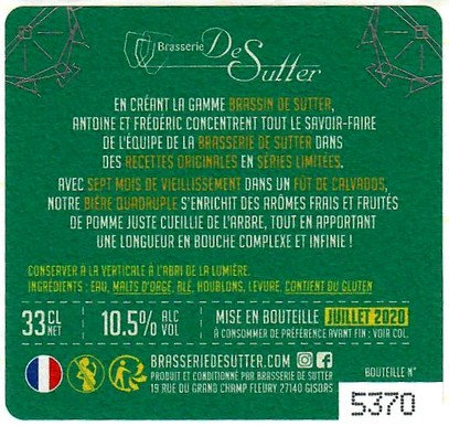 etiquette BRASSERIE DE SUTTER 58B