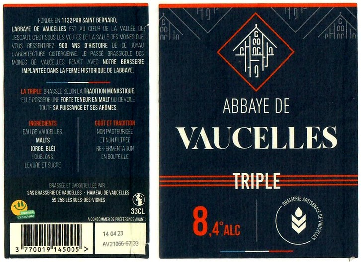 Etiquette BRASSERIE DE VAUCELLES 01