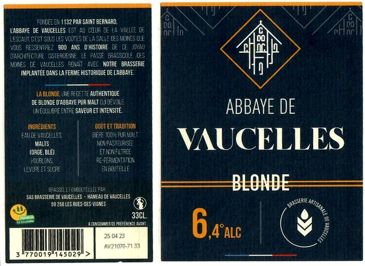 Etiquette BRASSERIE DE VAUCELLES 02