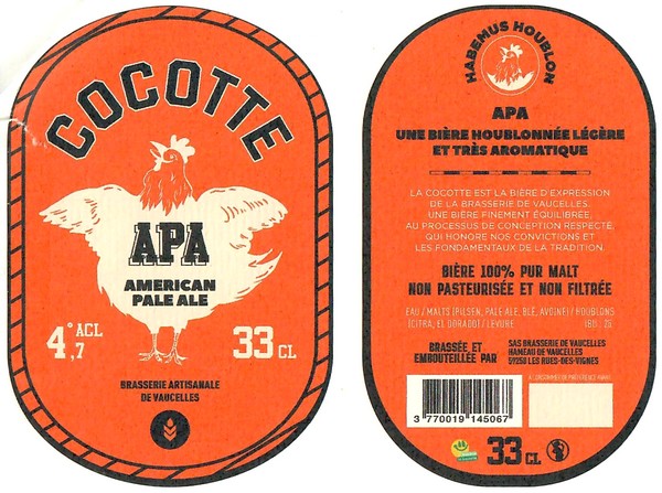 Etiquette BRASSERIE DE VAUCELLES 04