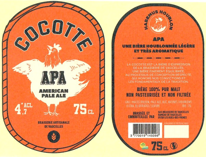 Etiquette BRASSERIE DE VAUCELLES 05