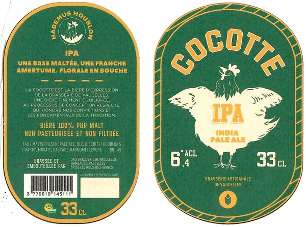 Etiquette BRASSERIE DE VAUCELLES 07