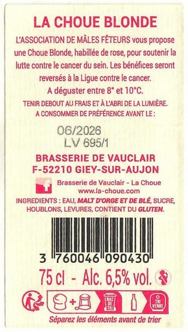 Etiquette BRASSERIE DE VAUCLAIR 61B