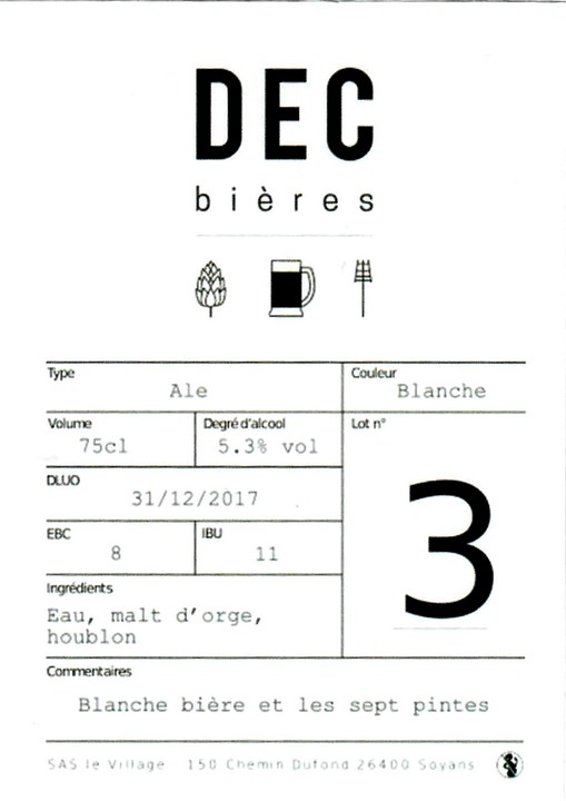 etiquette BRASSERIE DEC BIERES 04