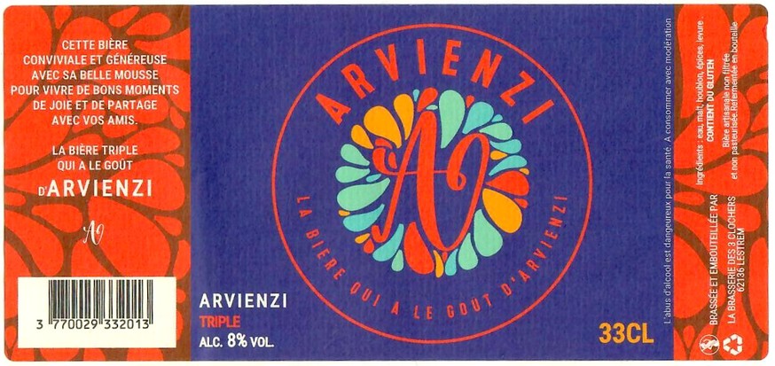 Etiquette BRASSERIE DES 3 CLOCHERS 22