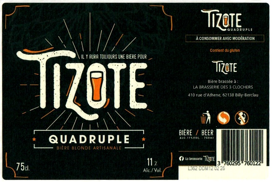 Etiquettte BRASSERIE DES 3 CLOCHERS 30