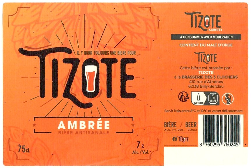 Etiquettte BRASSERIE DES 3 CLOCHERS 31