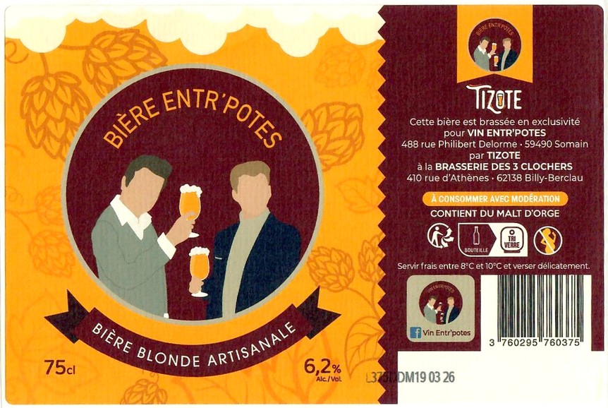 Etiquettte BRASSERIE DES 3 CLOCHERS 32