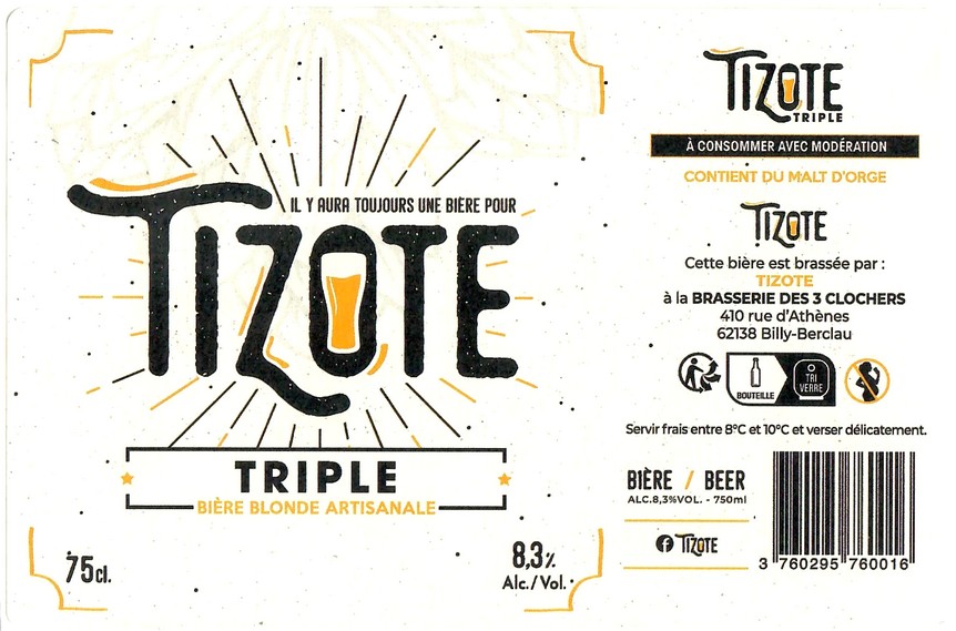 Etiquette BRASSERIE DES 3 CLOCHERS 55