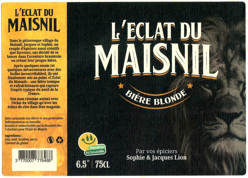 Etiquette BRASSERIE DES 3 CLOCHERS 58