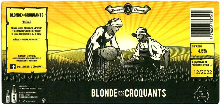 Etiquette BRASSERIE DES 3 CROQUANTS 06