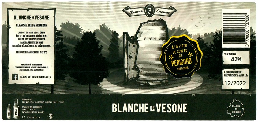 Etiquette BRASSERIE DES 3 CROQUANTS 08