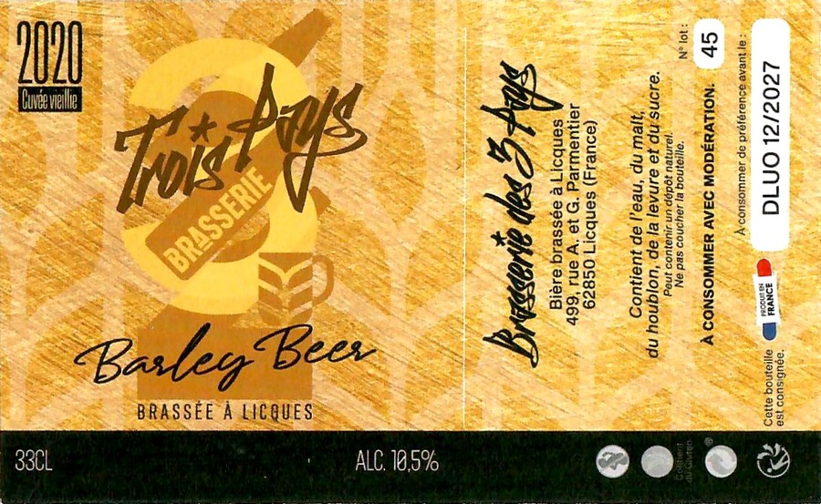 Etiquette BRASSERIE DES 3 PAYS 01