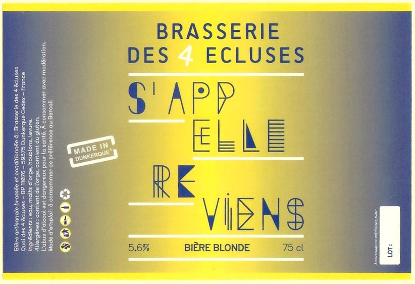 Etiquette BRASSERIE DES 4 ECLUSES 31