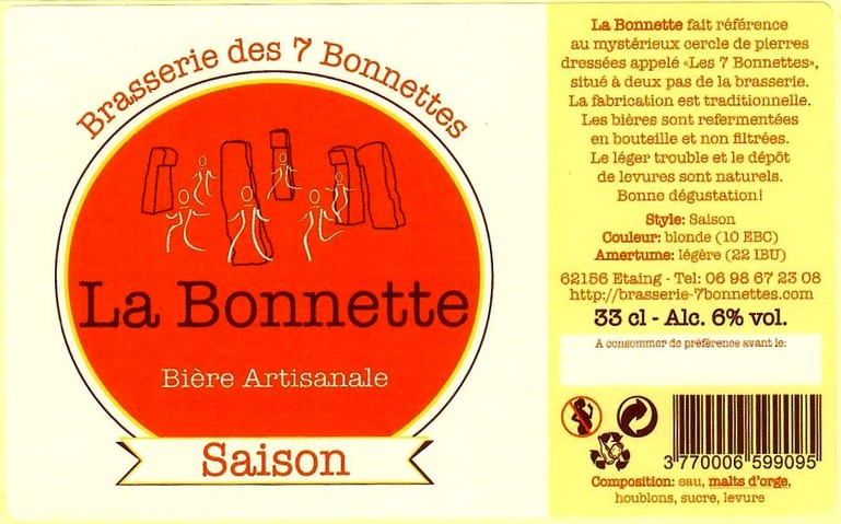 Etiquette BRASSERIE DES 7 BONNETTES 38