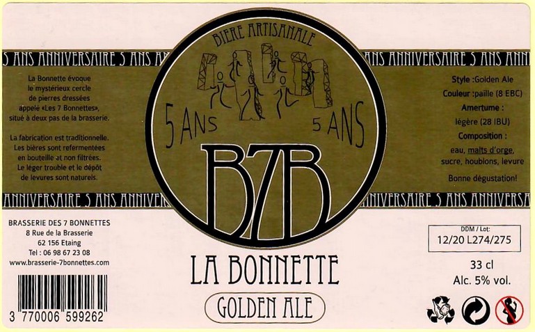 Etiquette BRASSERIE DES 7 BONNETTES 40