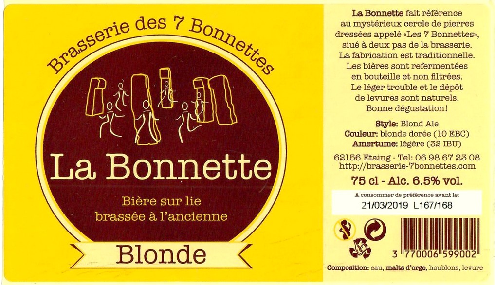 Etiquette BRASSERIE DES 7 BONNETTES 54