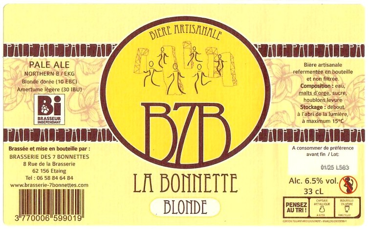 Etiquette BRASSERIE DES 7 BONNETTES 64