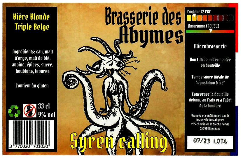 etiquette BRASSERIE DES ABYMES 06