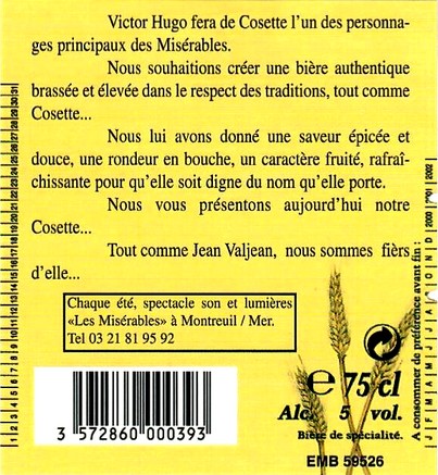 etiquette BRASSERIE DES AMIS REUNIS 16 BIS