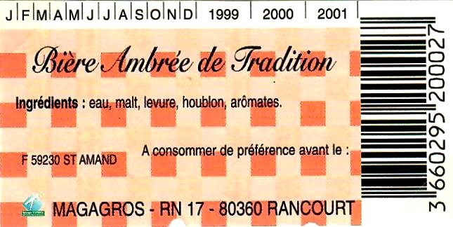 etiquette BRASSERIE DES AMIS REUNIS 17 BIS