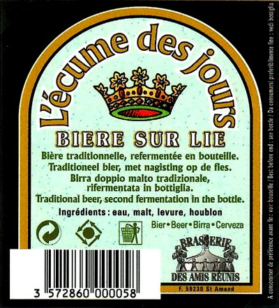 etiquette BRASSERIE DES AMIS REUNIS 20 BIS