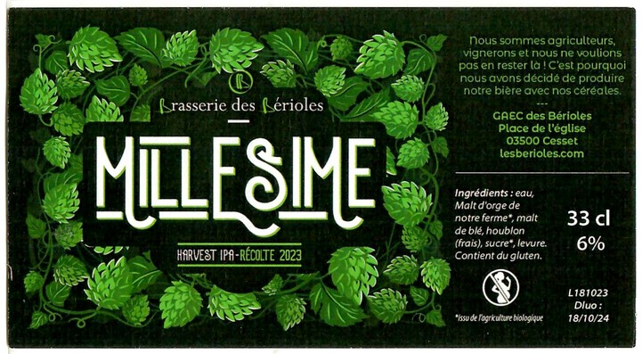 Etiquette BRASSERIE DES B�RIOLES 03