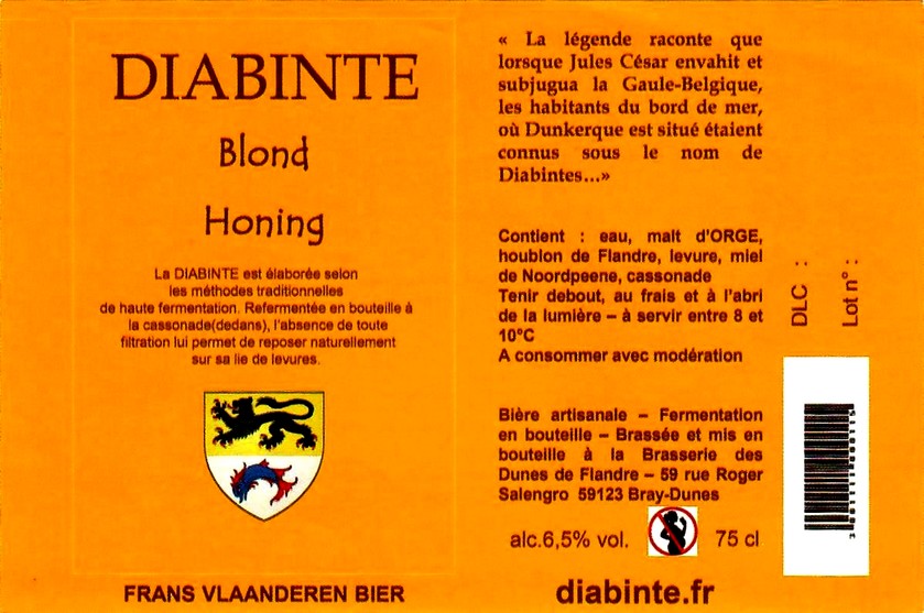etiquette BRASSERIE DES DUNES DE FLANDRE 01