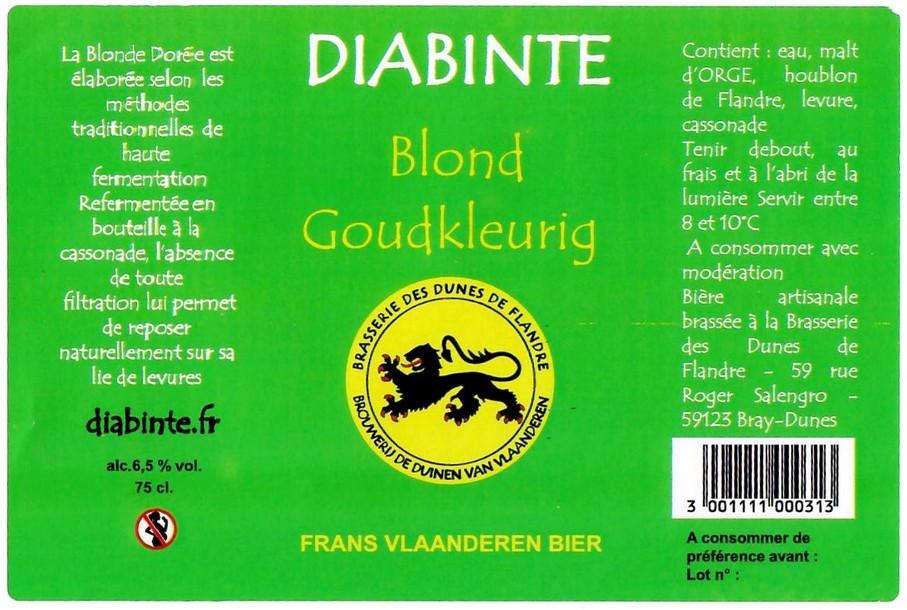 Etiquette BRASSERIE DES DUNES DE FLANDRE 02