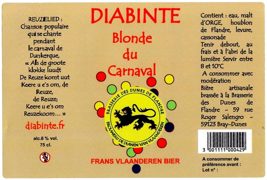 Etiquette BRASSERIE DES DUNES DE FLANDRE 03