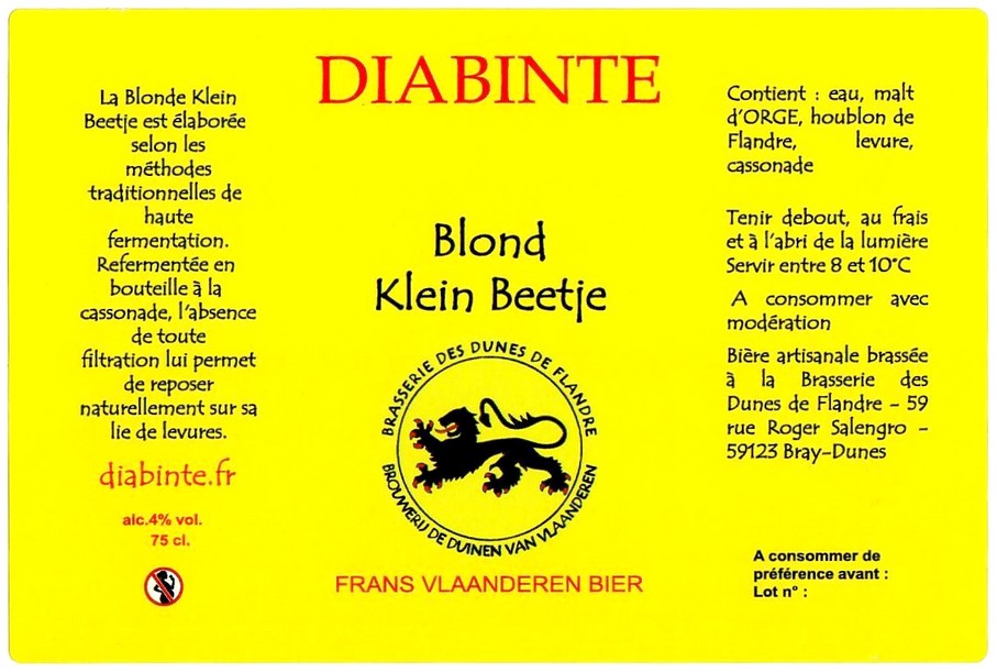 Etiquette BRASSERIE DES DUNES DE FLANDRE 09