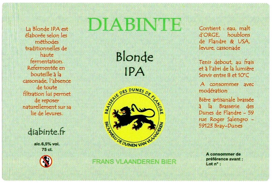 Etiquette BRASSERIE DES DUNES DE FLANDRE 11