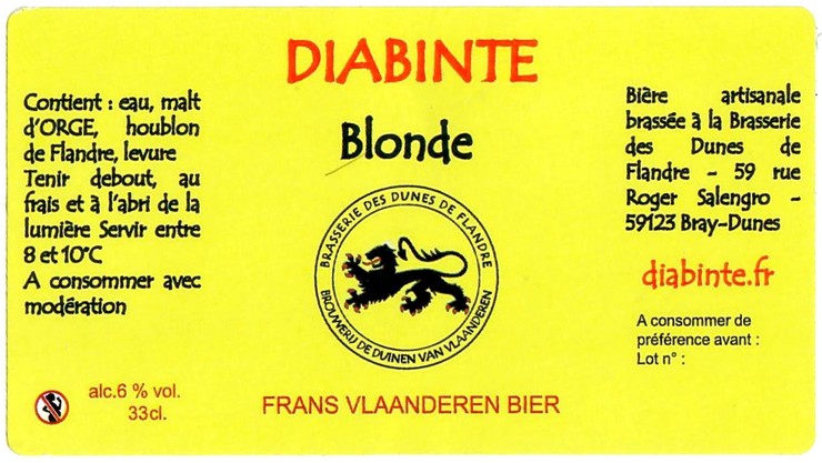 Etiquette BRASSERIE DES DUNES DE FLANDRE 14