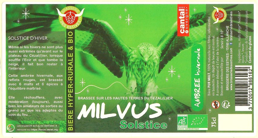 Etiquette BRASSERIE DES ESTIVES 07