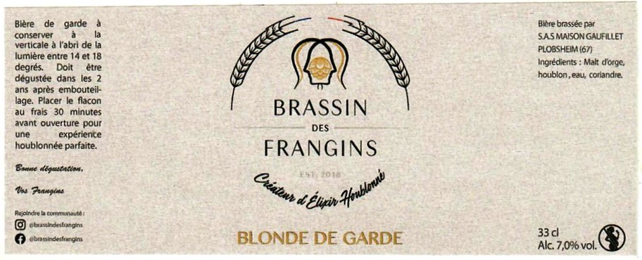 Etiquette BRASSERIE BRASSIN DES FRANGINS 01