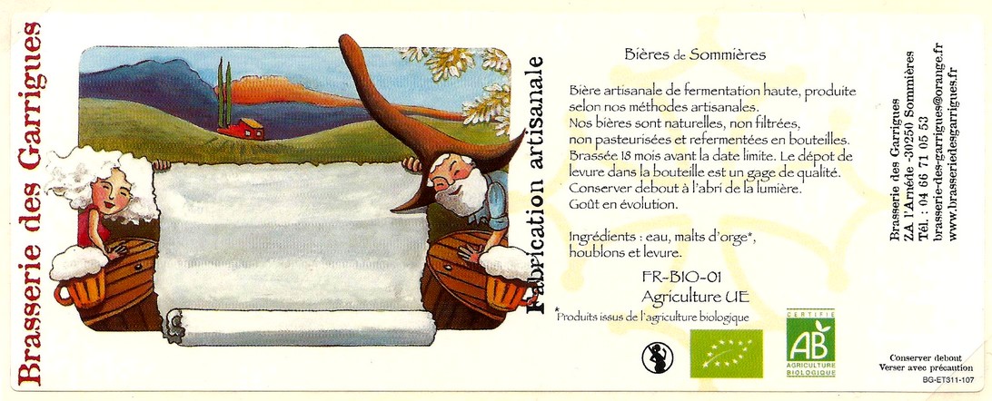 etiquette BRASSERIE DES GARRIGUES 10