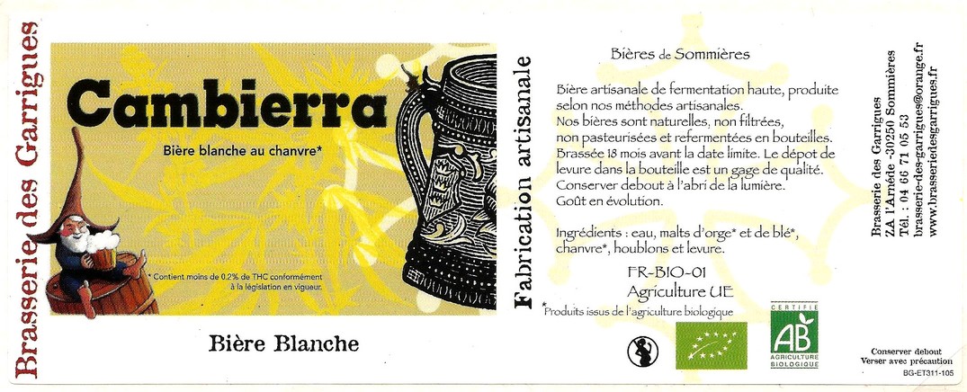 etiquette BRASSERIE DES GARRIGUES 16