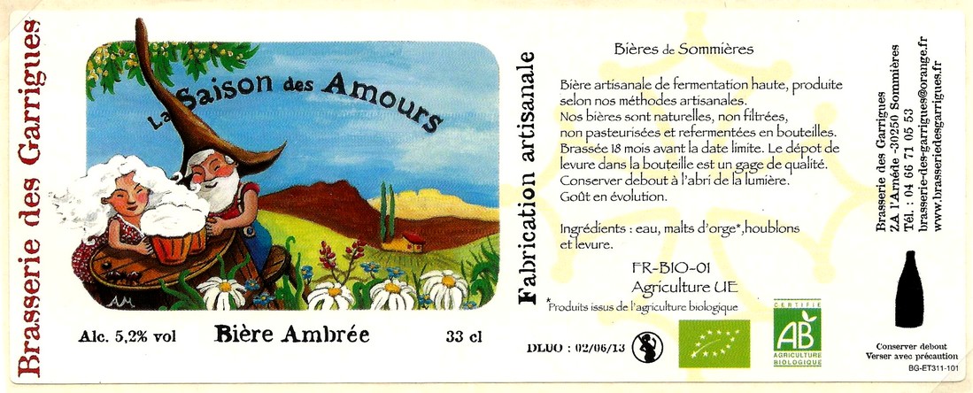 etiquette BRASSERIE DES GARRIGUES 20