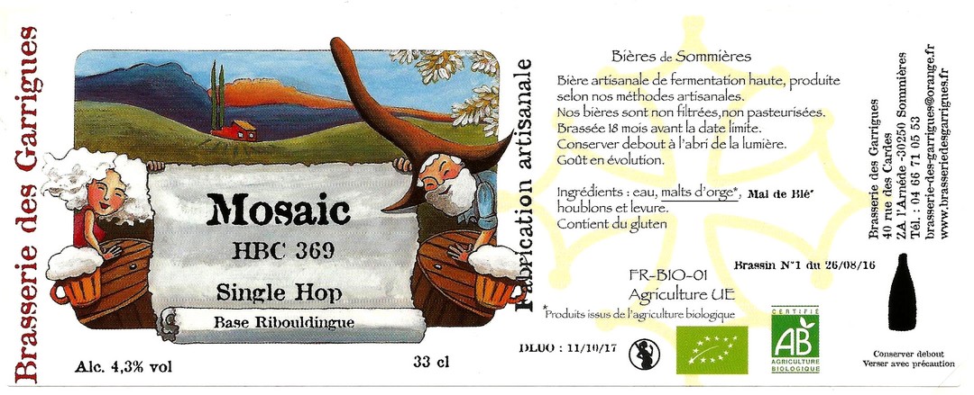 etiquette BRASSERIE DES GARRIGUES 31