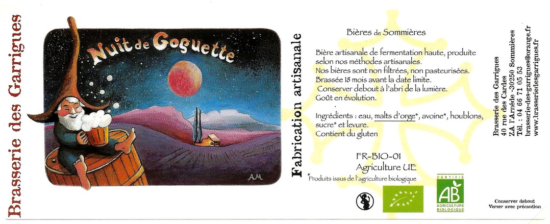 etiquette BRASSERIE DES GARRIGUES 38