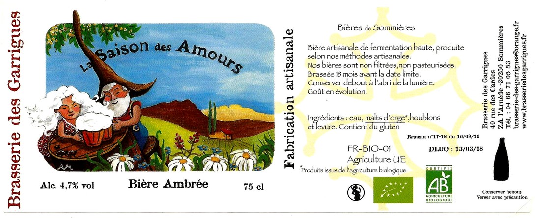 etiquette BRASSERIE DES GARRIGUES 42