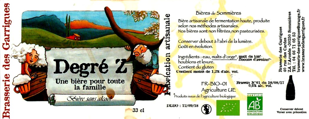 etiquette BRASSERIE DES GARRIGUES 62